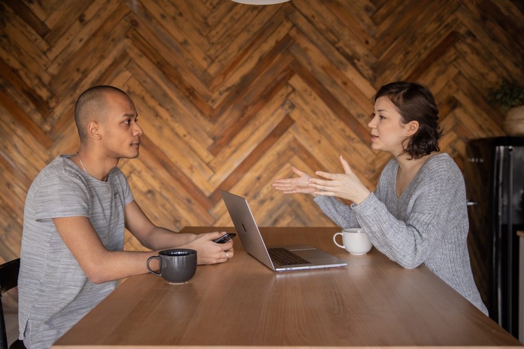 couple discussing their divorce